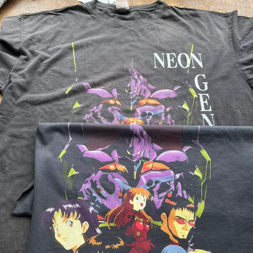 Printing proofing (too many colors, individual color proofing has deviations, has been modified for large quantities) SAINT Mxxxxxx × EVANGELION NEON GNSIS TEE/BLK joint model Neon Genesis Evangelion distressed short-sleeved, washed black S-XL